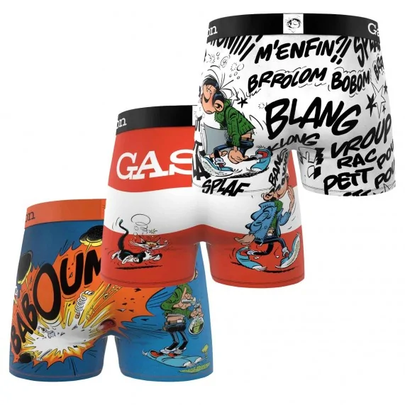 Set di 3 boxer in microfibra "GASTON LAGAFFE" da ragazzo (Confezione di boxer da ragazzo) Freegun chez FrenchMarket