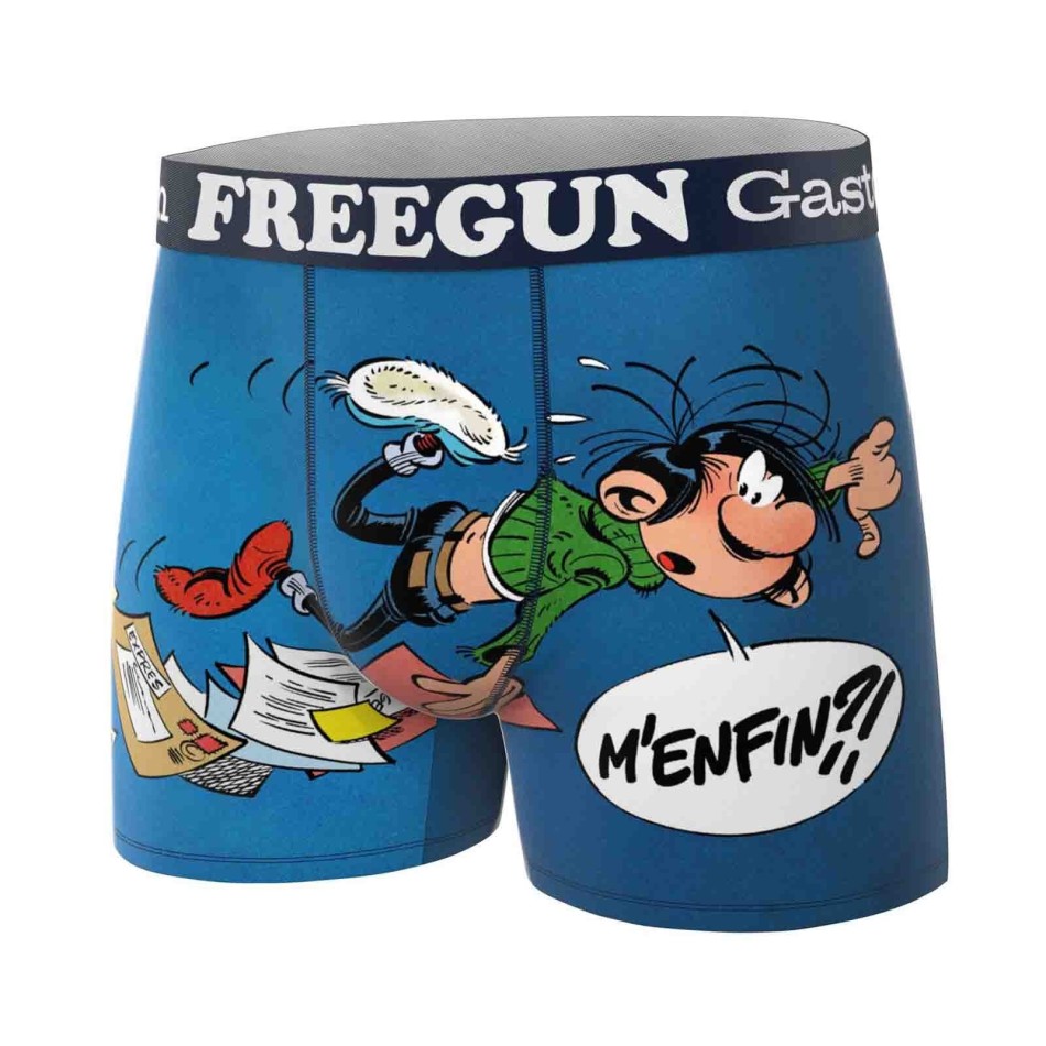 FREEGUN Set om 3 "GASTON LAGAFFE" boxerkalsonger i mikrofiber för pojkar