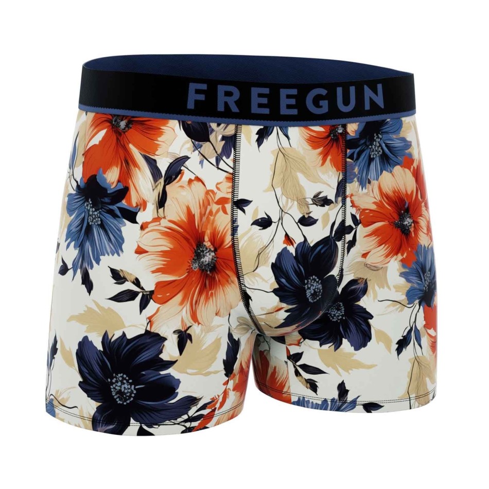 FREEGUN Set med 3 "Premium Signature Flowers" bomullsboxershorts för män