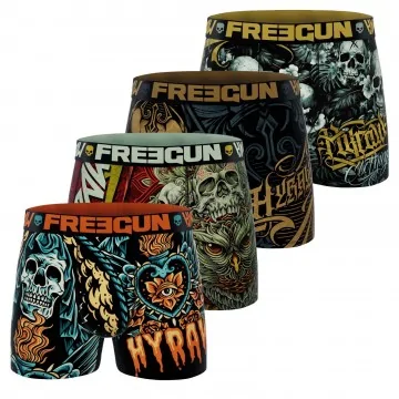 Lot de 4 Boxers Homme Rock & Tattoo "HYRAW" (Lot boxers Homme) Freegun chez FrenchMarket