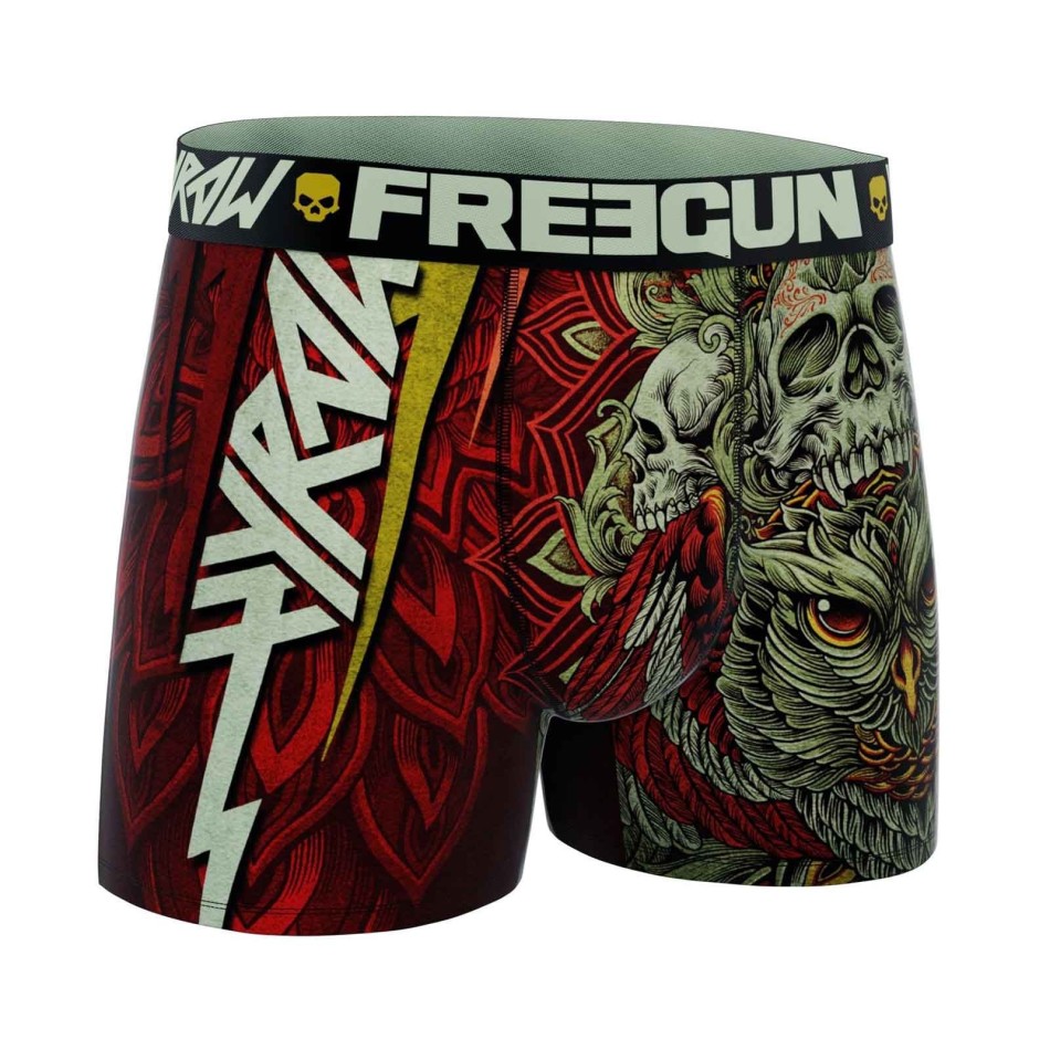 FREEGUN Set om 4 Rock & Tattoo "HYRAW" Skull & Crossbones boxershorts för män