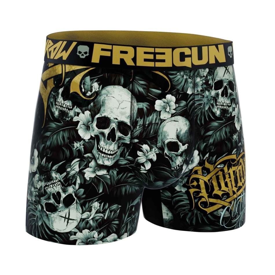 FREEGUN Set om 4 Rock & Tattoo "HYRAW" Skull & Crossbones boxershorts för män