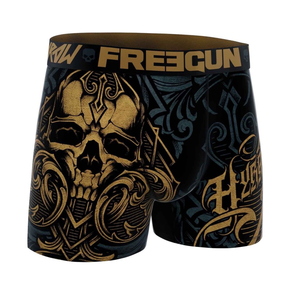 FREEGUN Set om 4 Rock & Tattoo "HYRAW" Skull & Crossbones boxershorts för män