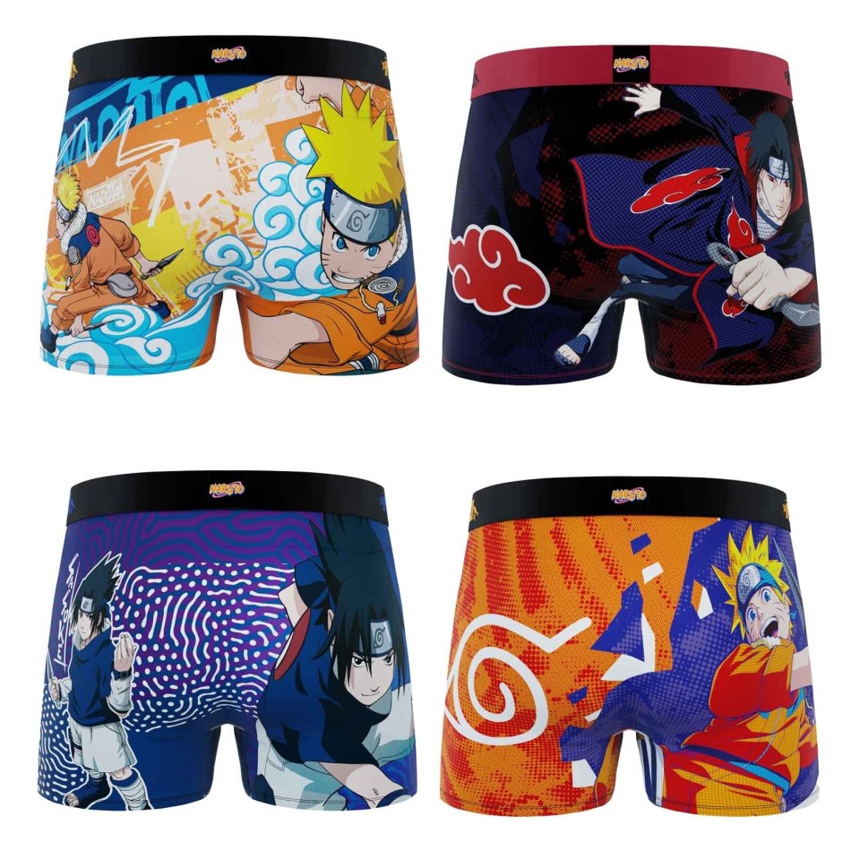 FREEGUN Set med 4 boxershorts för pojkar Naruto Classic | Official Manga Underwear