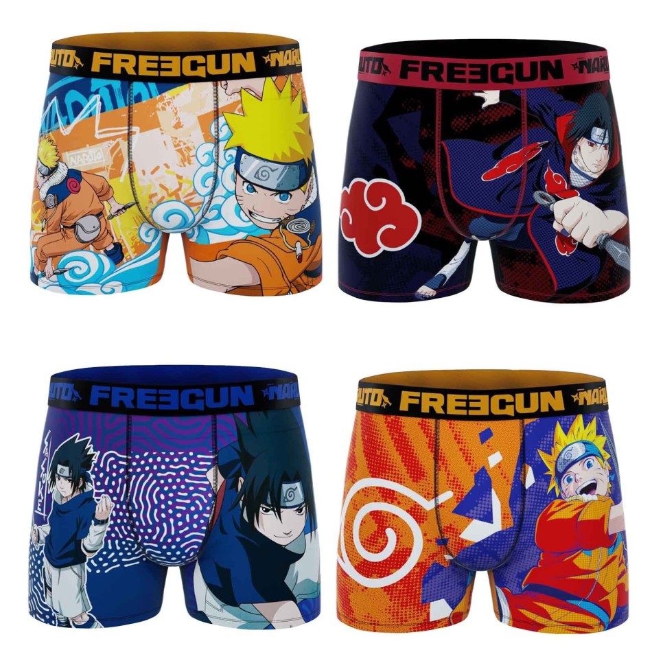 Lote de 4 calzoncillos de microfibra para chicos "Naruto Classic (Pack calzoncillos para niño) Freegun chez FrenchMarket