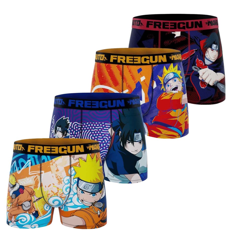 Set van 4 "Naruto Classic" Microvezel Jongens Boxershorts (Set jongensboxershorts) Freegun chez FrenchMarket