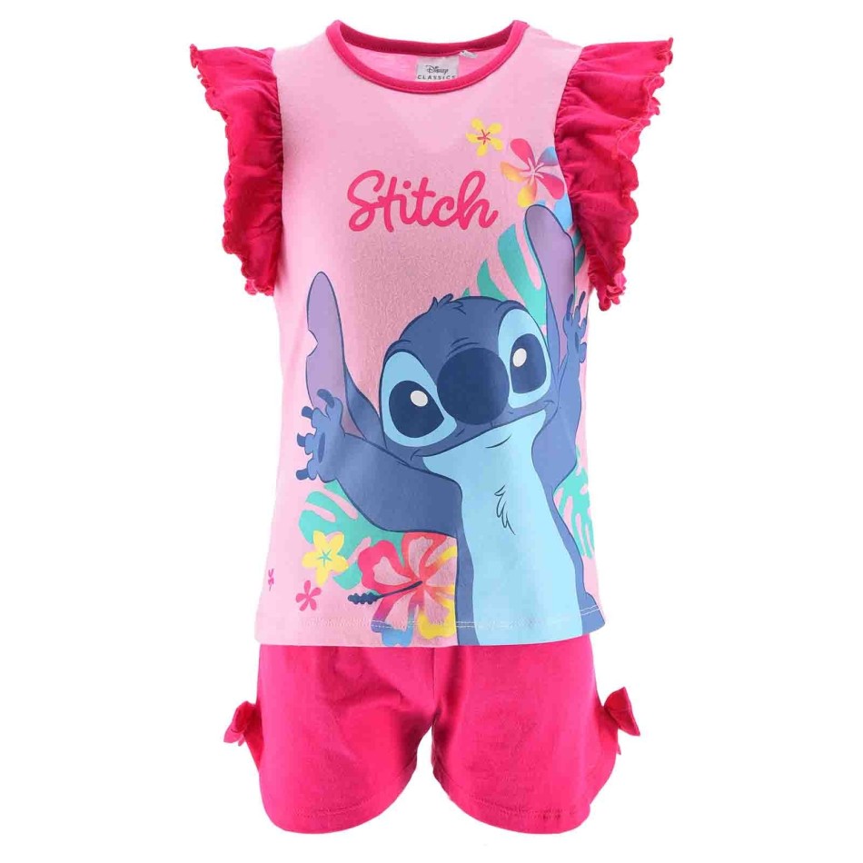 Stitch Disney Kort Pyjamas för flickor - Bomull - Rainbow Smile - 3 till 8 år
