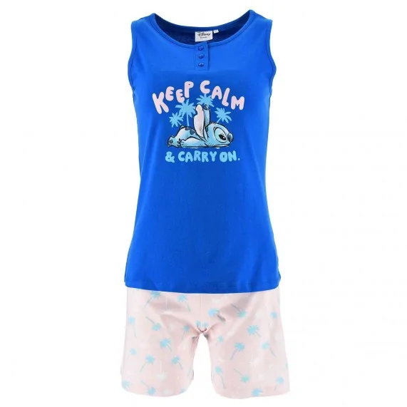 Pigiama corto donna "Lilo & Stitch" in cotone Azzura (Set di pigiami) French Market chez FrenchMarket
