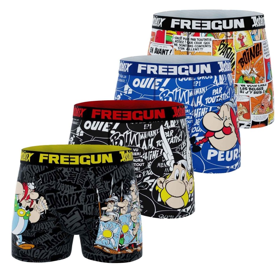 FREEGUN Set med 4 "Asterix och Obelix"-boxershorts i mikrofiber för pojkar