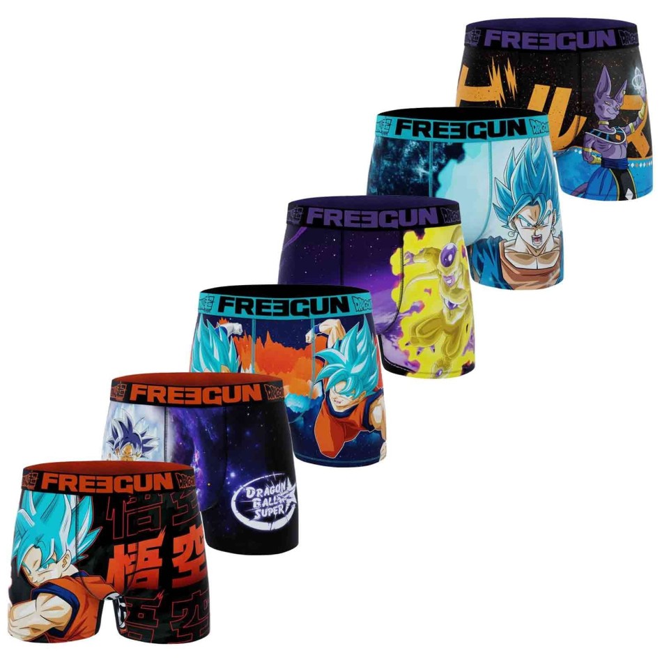 6er-Pack Dragon Ball Super Herren-Boxershorts (Boxershorts für Männer) Freegun auf FrenchMarket
