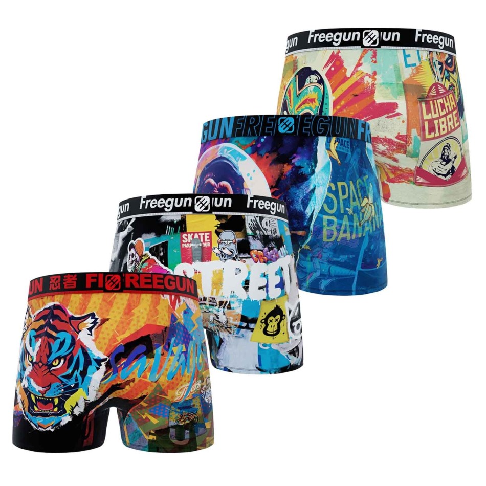Set med 4 boxershorts för pojkar Freegun Street Graffiti Urban underkläder