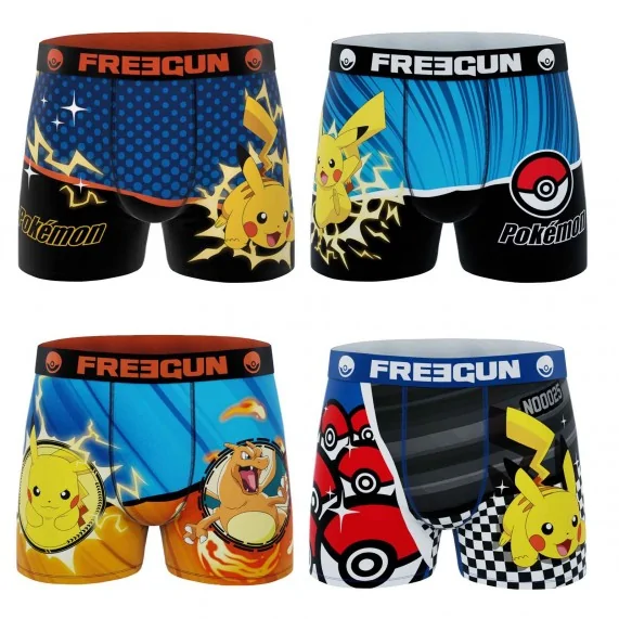 Juego de 4 calzoncillos Pokemon Pikachu Boy (Pack calzoncillos para niño) Freegun chez FrenchMarket