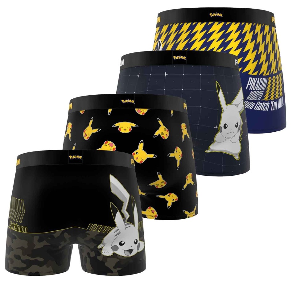 Set di 4 boxer Pokemon Pikachu per uomo (Boxer da uomo) Freegun chez FrenchMarket