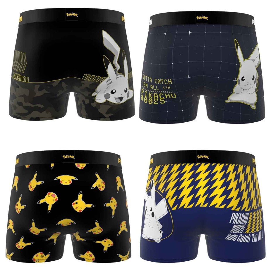 Juego de 4 bóxers Pokemon Pikachu para hombre (Calzoncillos para hombre) Freegun chez FrenchMarket