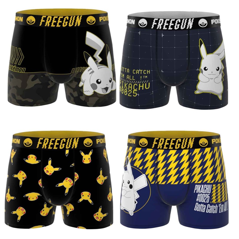Juego de 4 bóxers Pokemon Pikachu para hombre (Calzoncillos para hombre) Freegun chez FrenchMarket