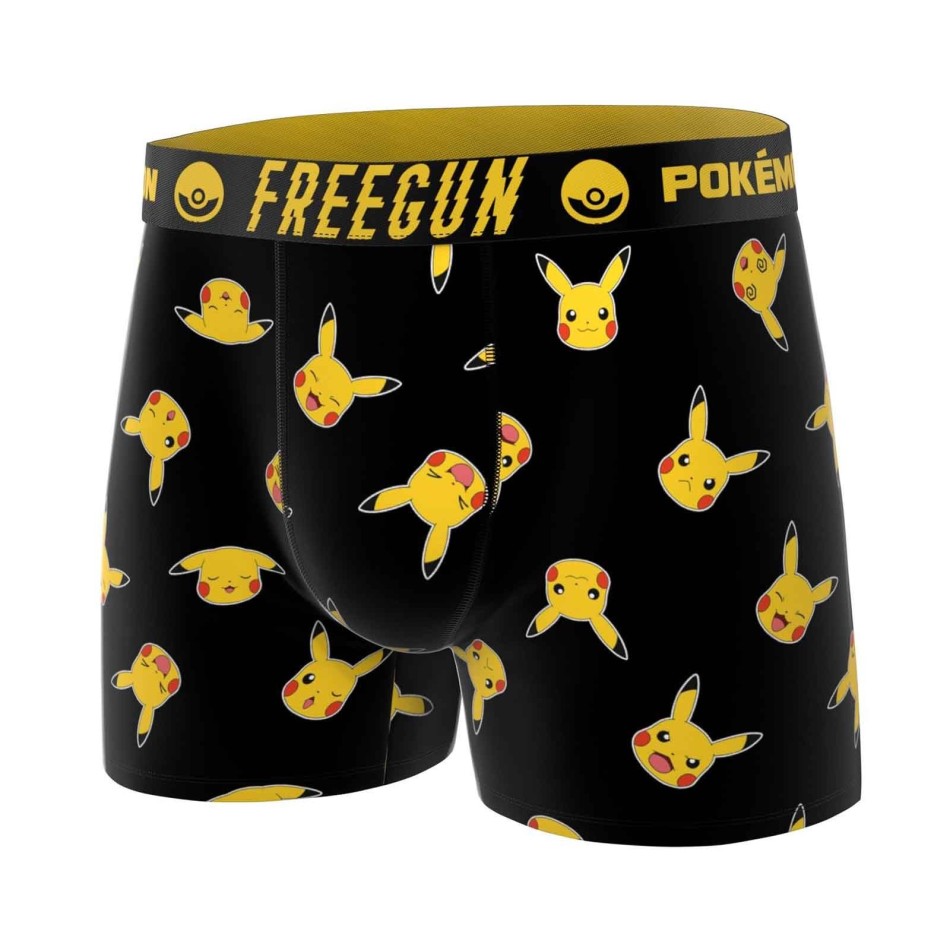 FREEGUN Set of 4 Pokémon Pikachu Men's Boxers - Comfort Microfiber - Belt Freegun Pokéball