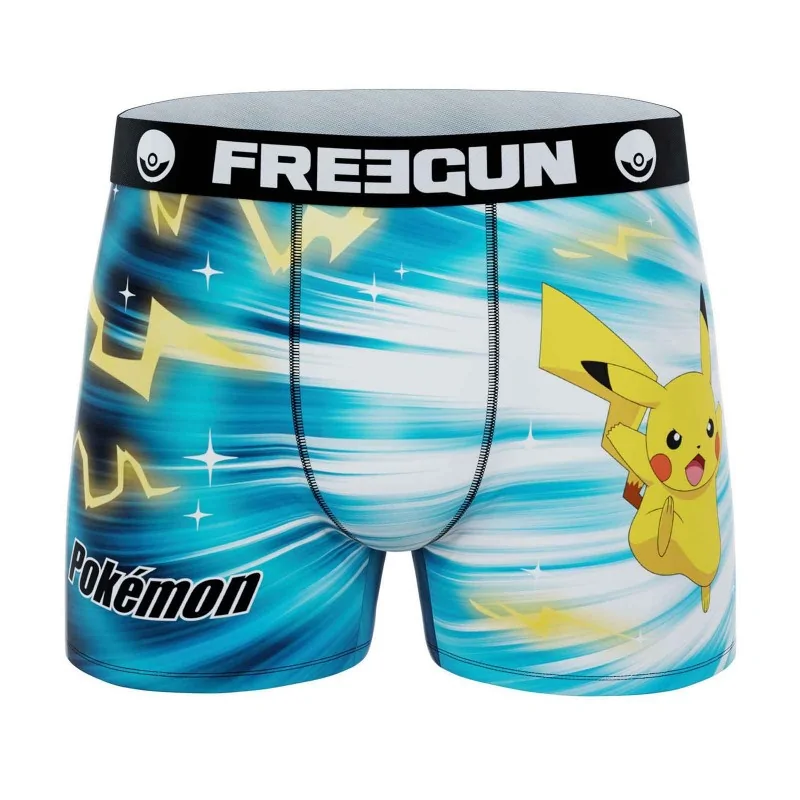 Freegun - Boxer Homme Microfibre "Pokemon Pikachu" L Bleu Cyan