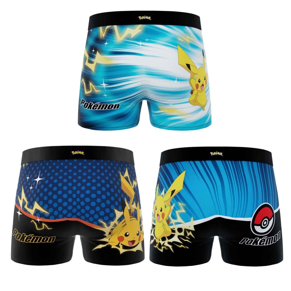 Set om 3 Pokémon Pikachu Boxershorts - för män Freegun | Komfort & Geek-stil