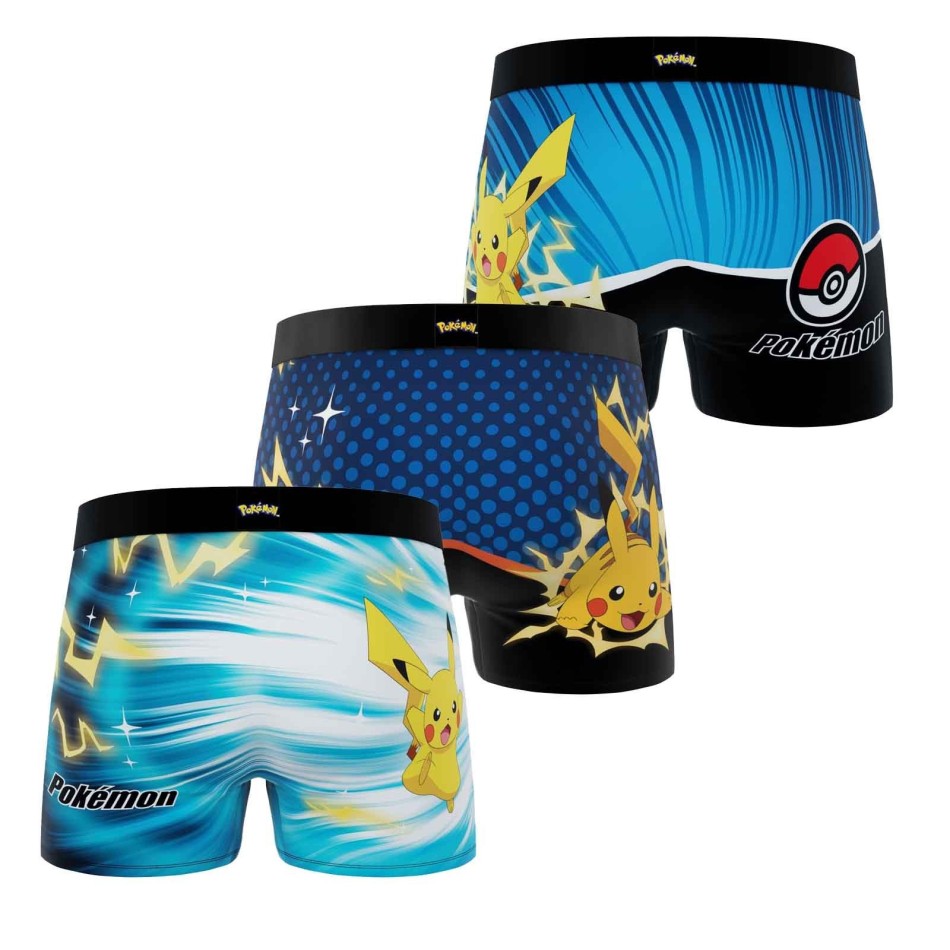 Set om 3 Pokémon Pikachu Boxershorts - för män Freegun | Komfort & Geek-stil