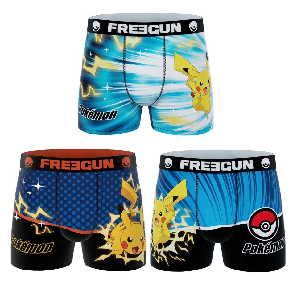 Set om 3 Pokémon Pikachu Boxershorts - för män Freegun | Komfort & Geek-stil