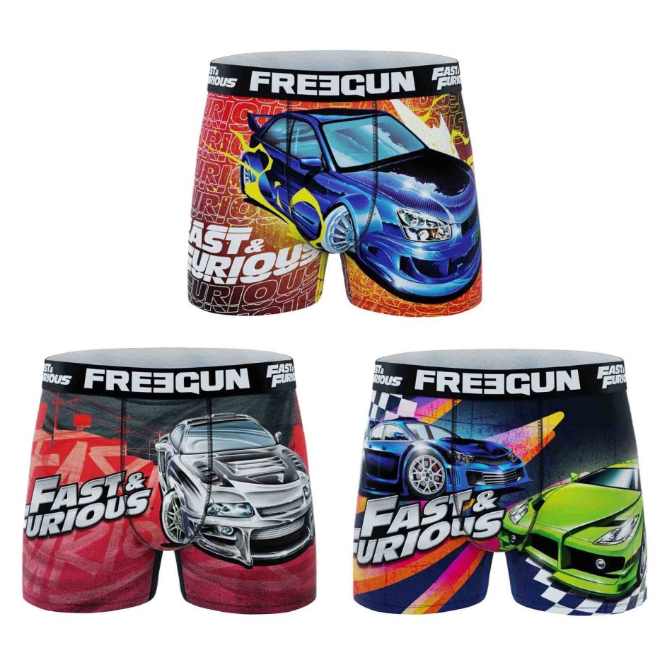 Set med 3 boxershorts för pojkar Freegun Fast & Furious - Officiell licens