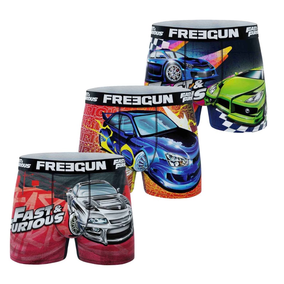 Lote de 3 calzoncillos bóxer de microfibra para chico "Fast & Furious (Pack calzoncillos para niño) Freegun chez FrenchMarket