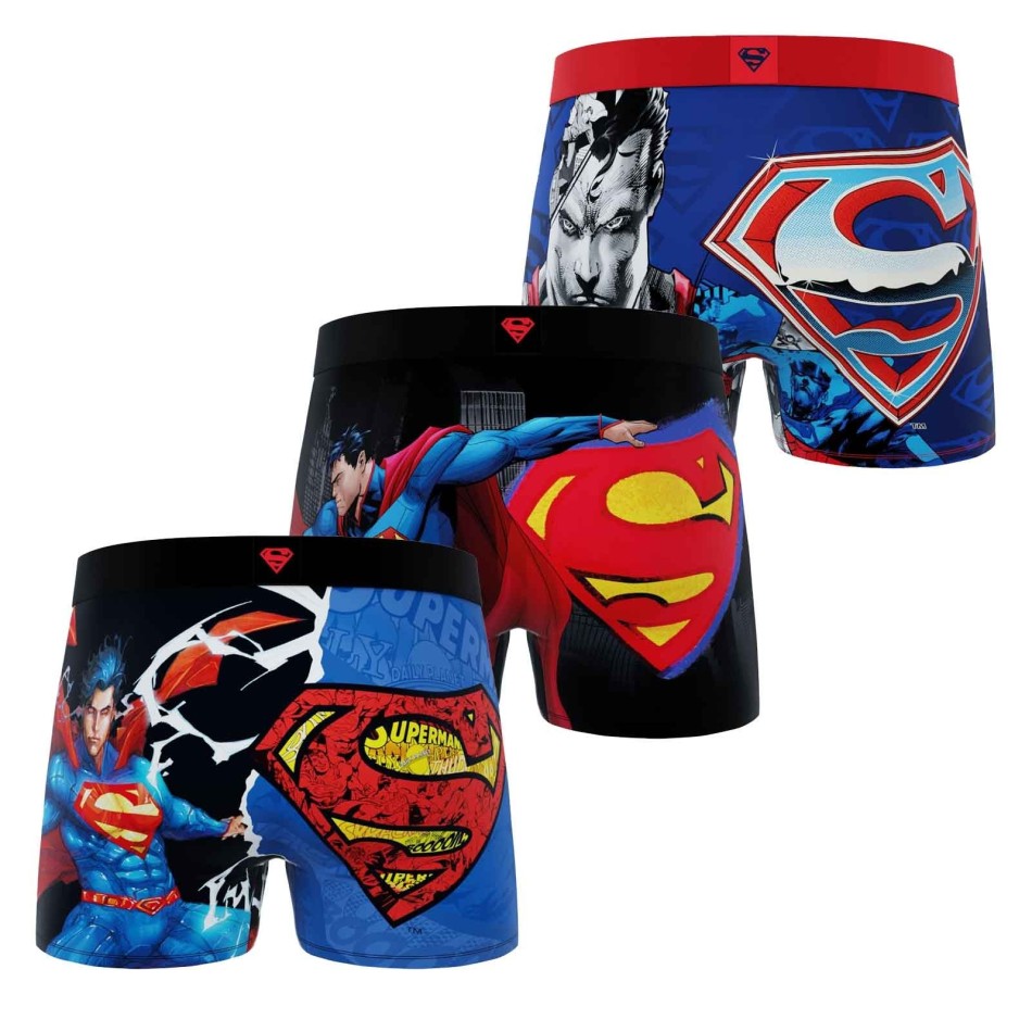 Set van 3 DC Comics Superman Boxers voor Mannen (Herenboxershorts) Freegun chez FrenchMarket