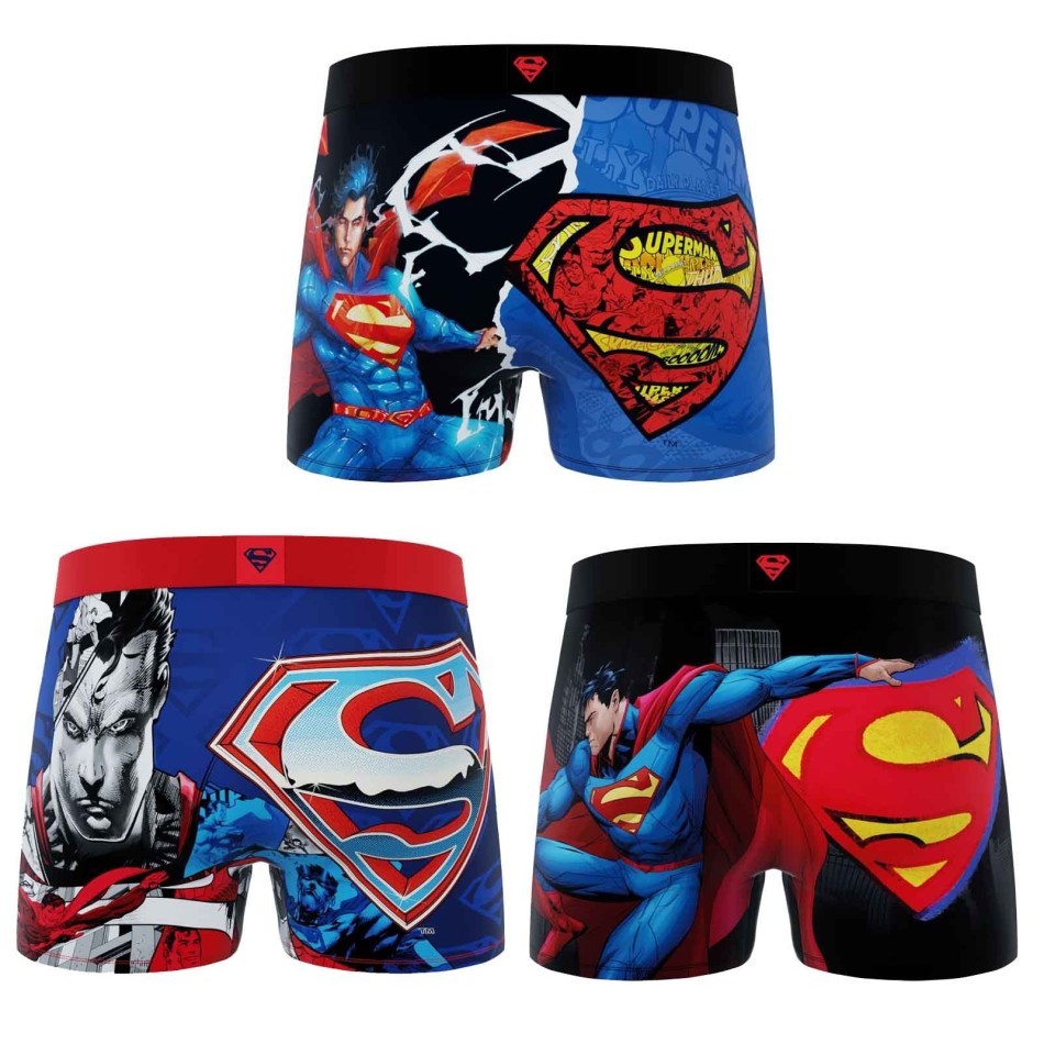 3er-Pack Herren Boxershorts DC Comics Superman (Boxershorts für Männer) Freegun auf FrenchMarket