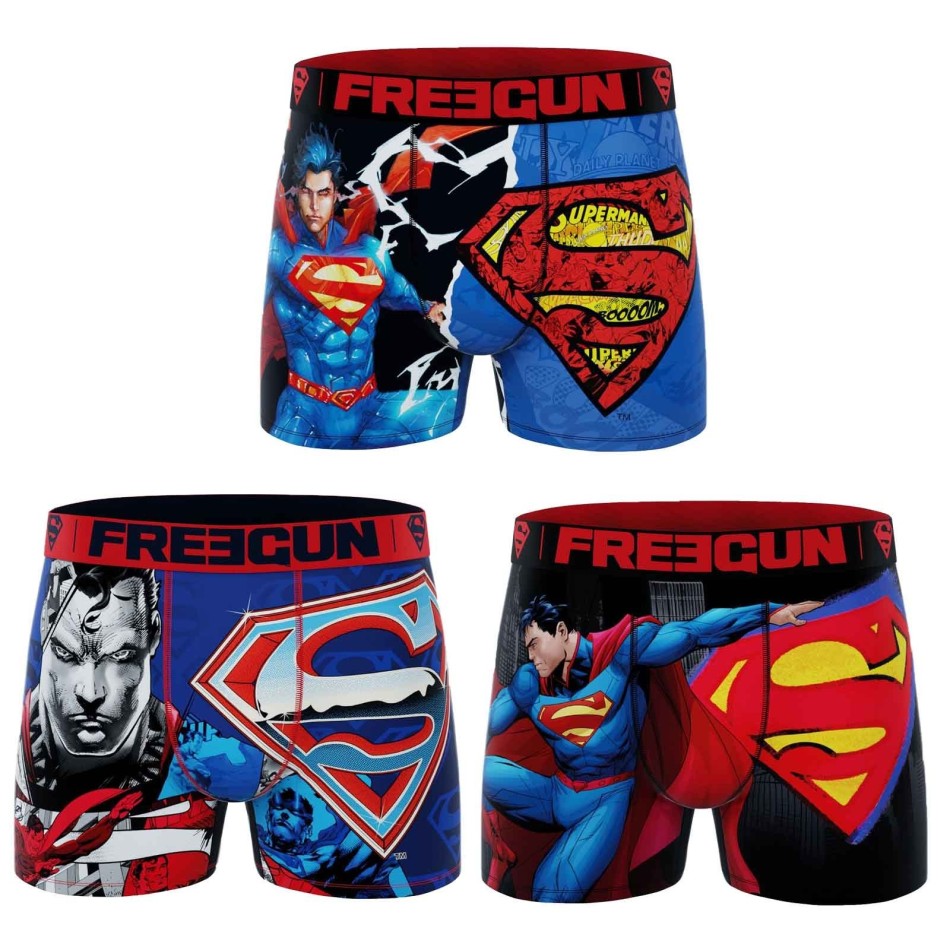 FREEGUN Superman-boxerset 3 för män - DC Comics Official