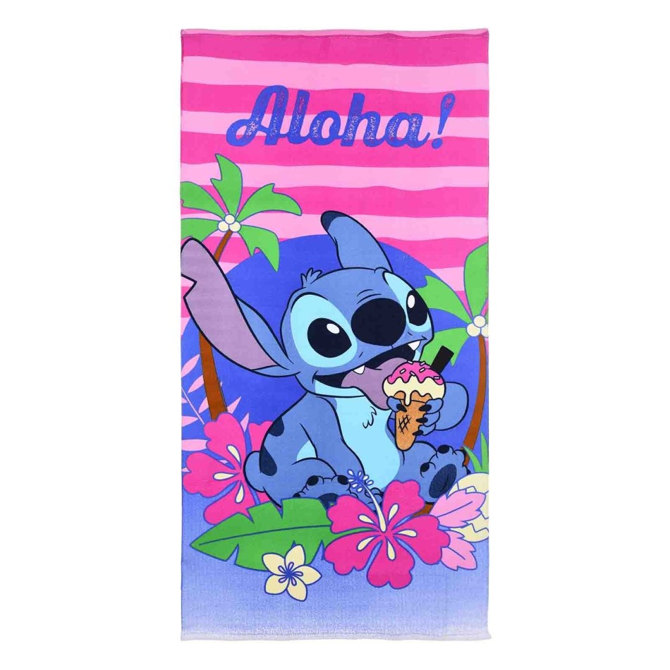Lilo & Stitch "Surf Club" Strandhandduk 70x140 cm - Absorberande Mikrofiber - Flicka - Officiell Disney-licens
