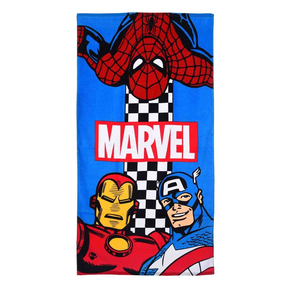 Avengers "Heritage" Strandhandduk 70x140 cm - 100% absorberande bomull - Pojke - Officiell Marvel-licens