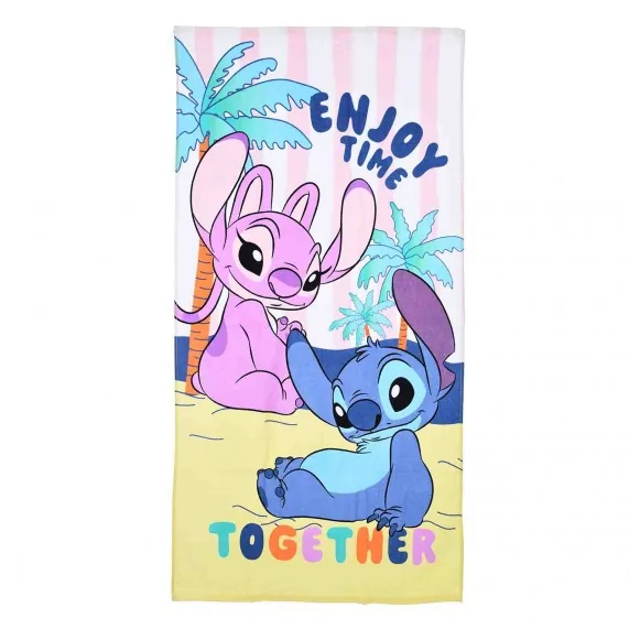 Serviette de Plage Coton Lilo & Stitch "Sweet Summer Time" (Serviettes de Bain) French Market chez FrenchMarket