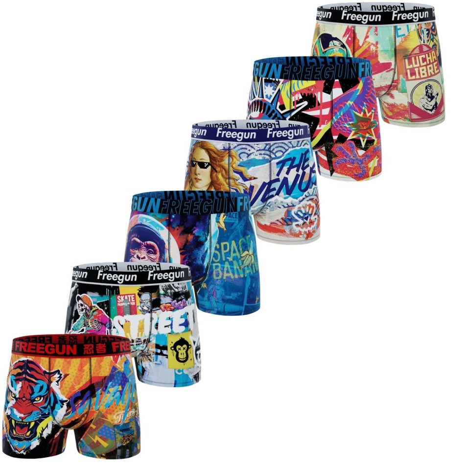 Set di 6 boxer Street Graffiti per uomo (Boxer da uomo) Freegun chez FrenchMarket