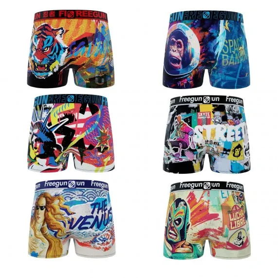 Set van 6 Street Graffiti Boxers voor Mannen (Herenboxershorts) Freegun chez FrenchMarket