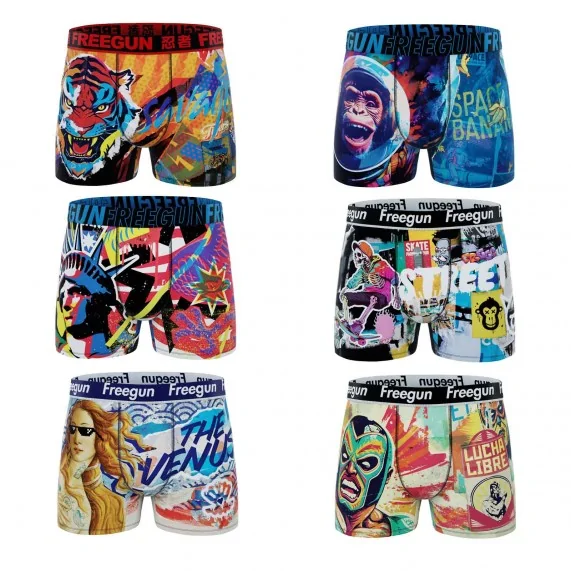 Set van 6 Street Graffiti Boxers voor Mannen (Herenboxershorts) Freegun chez FrenchMarket