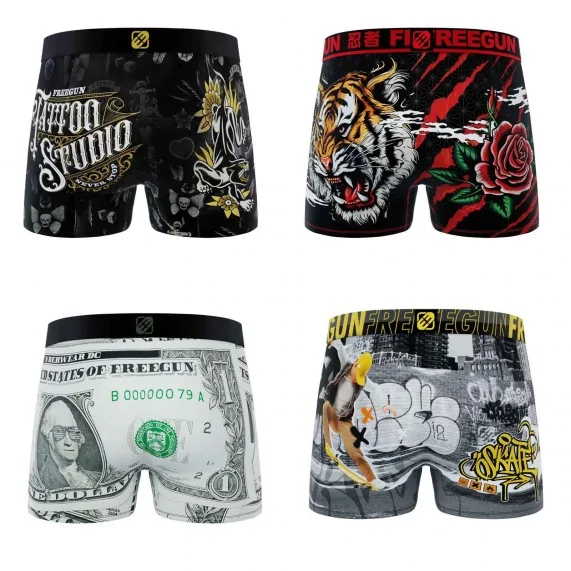 Set di 4 boxer da uomo con teschio (Boxer da uomo) Freegun chez FrenchMarket Set di 4 boxer da uomo con teschio (Boxer da uomo) Freegun chez FrenchMarket