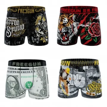 Juego de 4 calzoncillos Skull para hombre (Calzoncillos para hombre) Freegun chez FrenchMarket