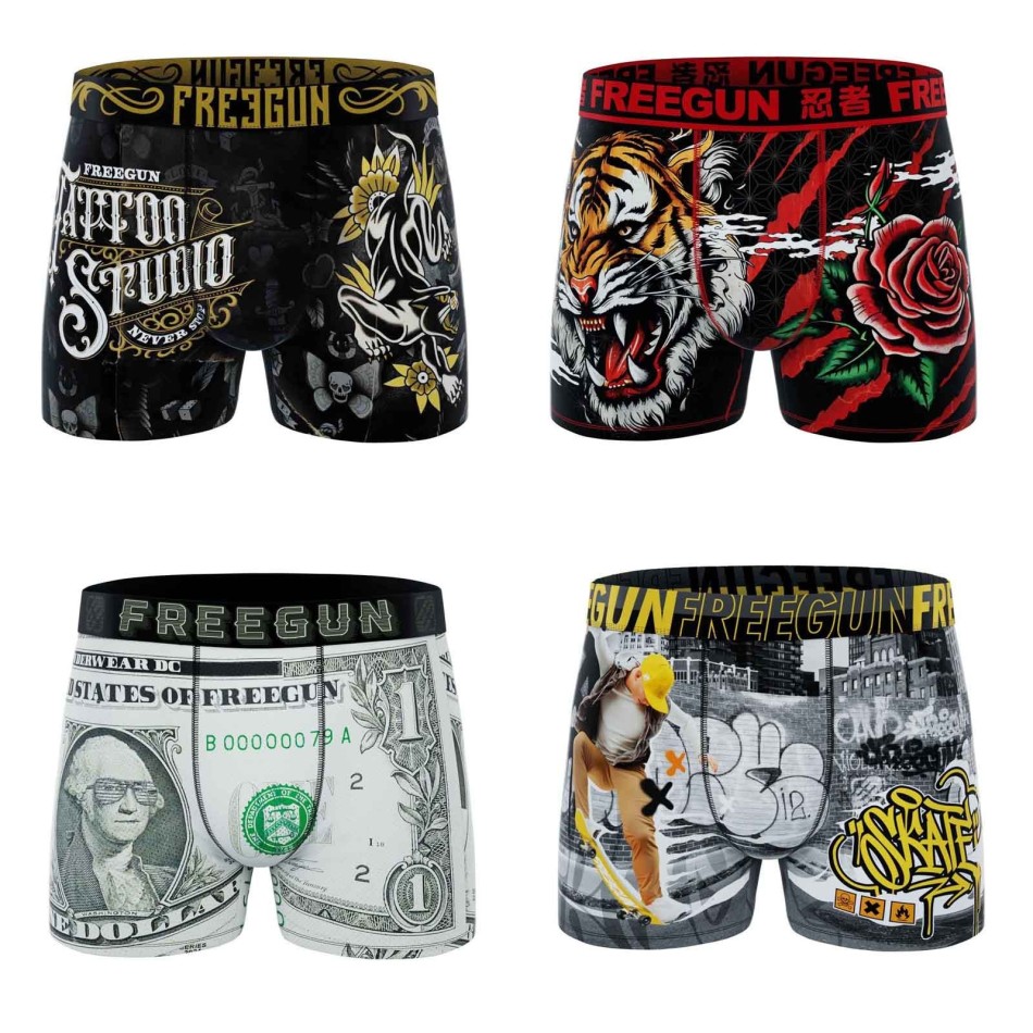 FREEGUN Set of 4 Skull Boxers for Men