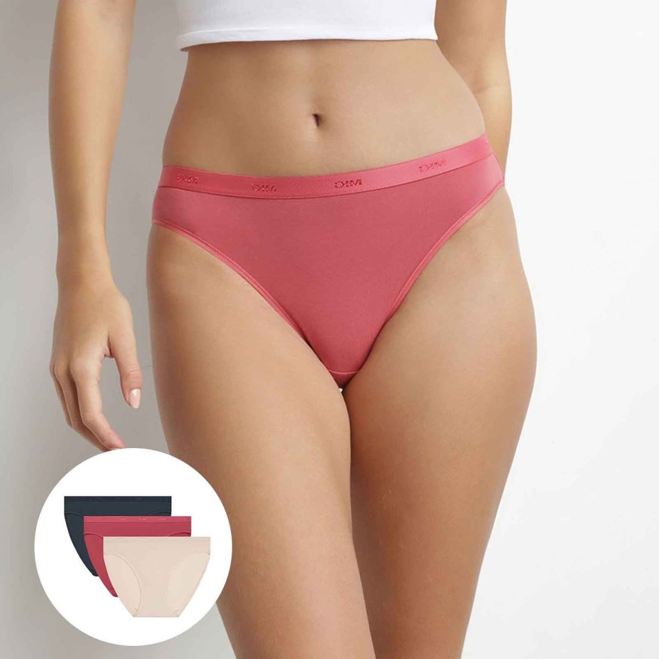 Lot de 3 Culottes Unies Coton Stretch "EcoDim" (Culotte Femme) Dim chez FrenchMarket