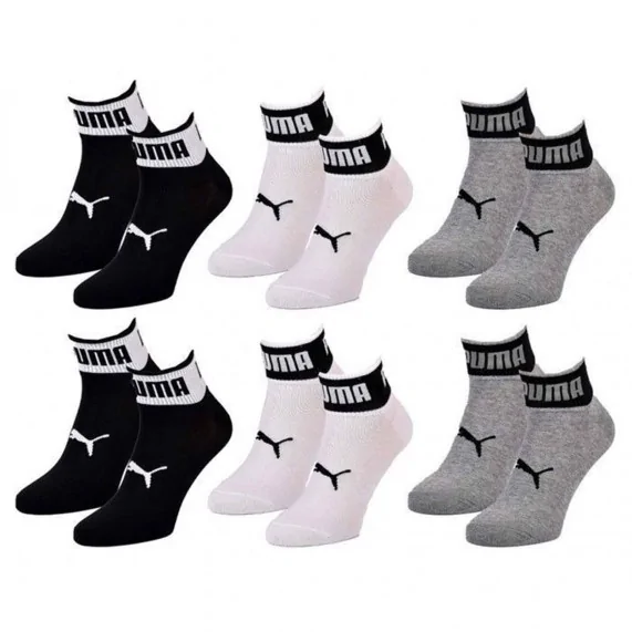 Set van 6 paar kwart sokken met groot logo (Sportsokken) PUMA chez FrenchMarket