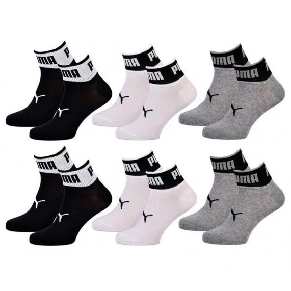 Set van 6 paar kwart sokken met groot logo (Sportsokken) PUMA chez FrenchMarket