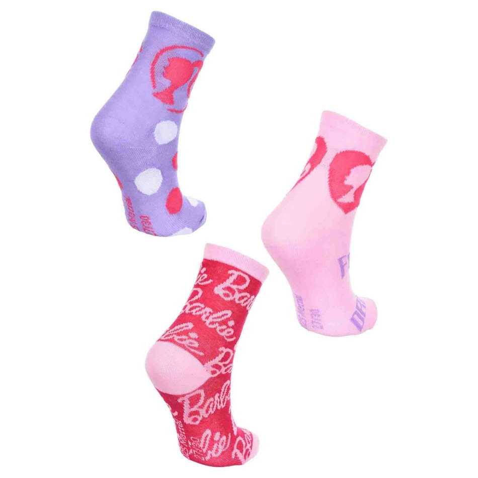 BARBIE Set om 3 rosa bomullsstrumpor för flickor
