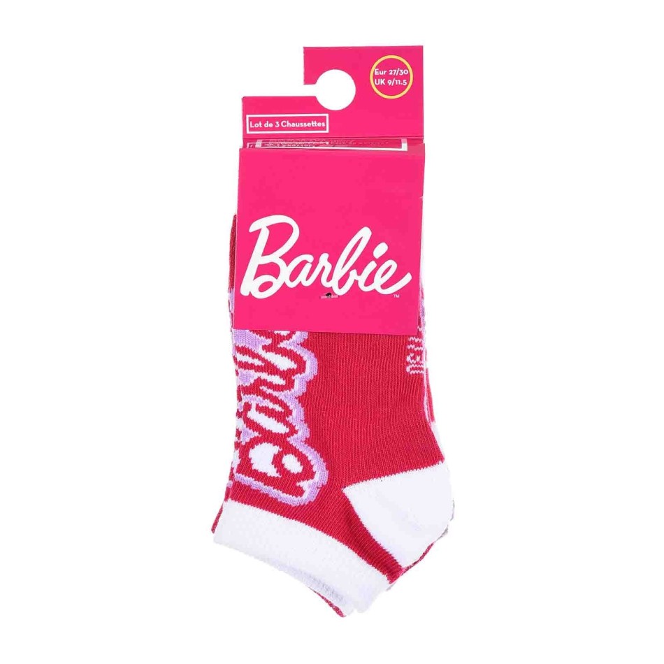 Barbie Girl 3 Pairs Short Socks Sockettes