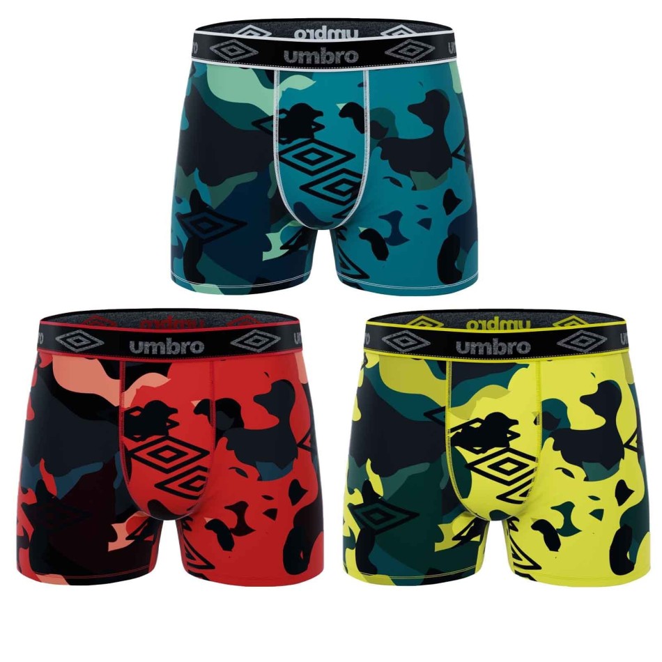 UMBRO Set om 3 sportboxers i mikrofiber för män