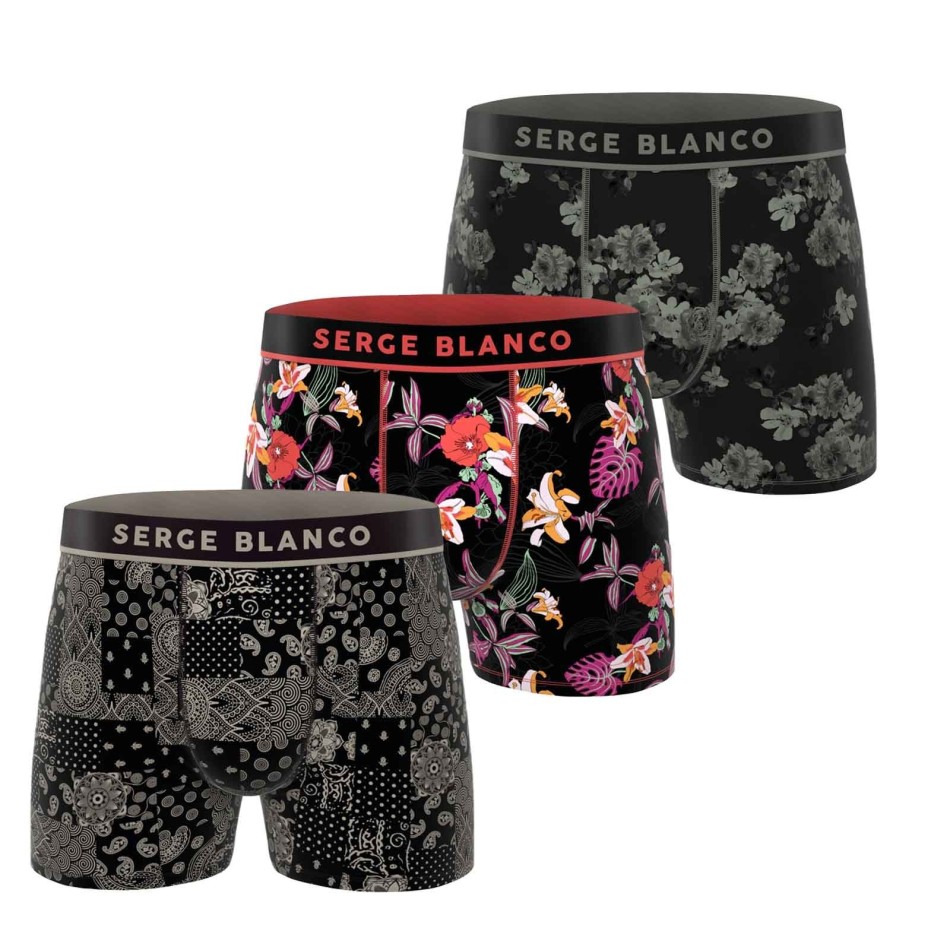 SERGE BLANCO Set of 3 Men's Microfiber Rugbyman Boxers