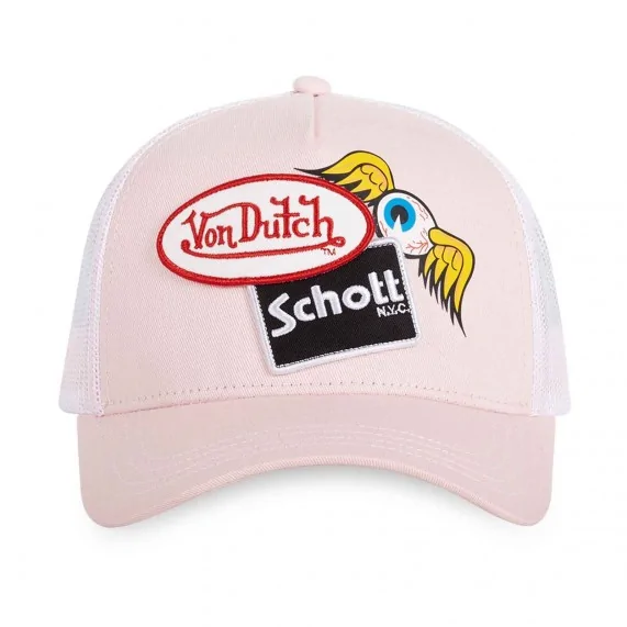 Casquette Trucker Von Dutch x Schott "EyePat Pink" (Casquettes) Von Dutch chez FrenchMarket