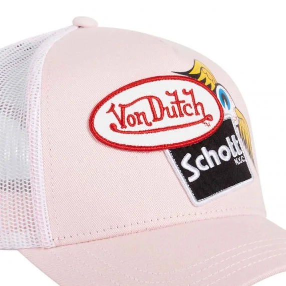 Casquette Trucker Von Dutch x Schott "EyePat Pink" (Casquettes) Von Dutch chez FrenchMarket