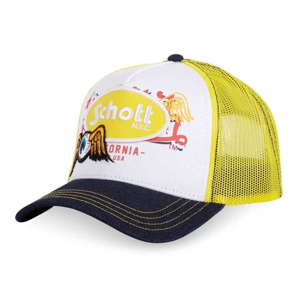 Gul Trucker-keps med "Patch Von Dutch x Schott N.Y.C.