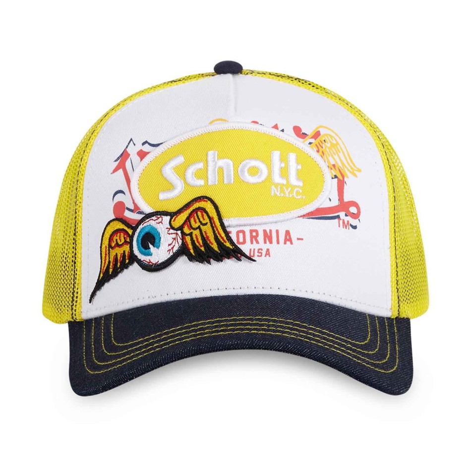 Gul Trucker-keps med "Patch Von Dutch x Schott N.Y.C.
