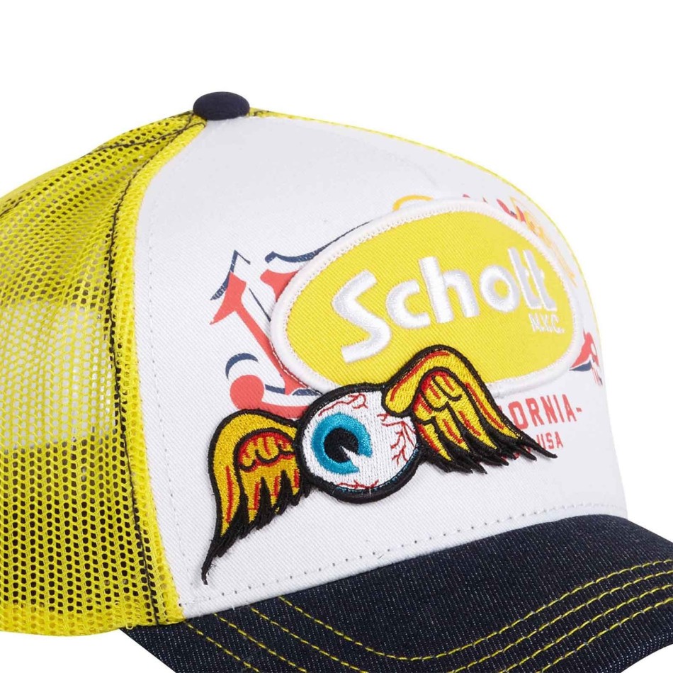 Gul Trucker-keps med "Patch Von Dutch x Schott N.Y.C.